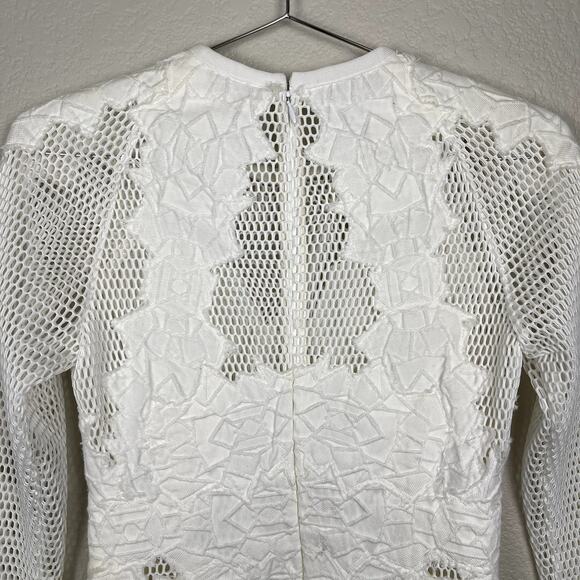 Jonathan Simkhai Burnout Brocade Long Sleeve Dress White Mini Dress 2 Altered - Picture 8 of 16